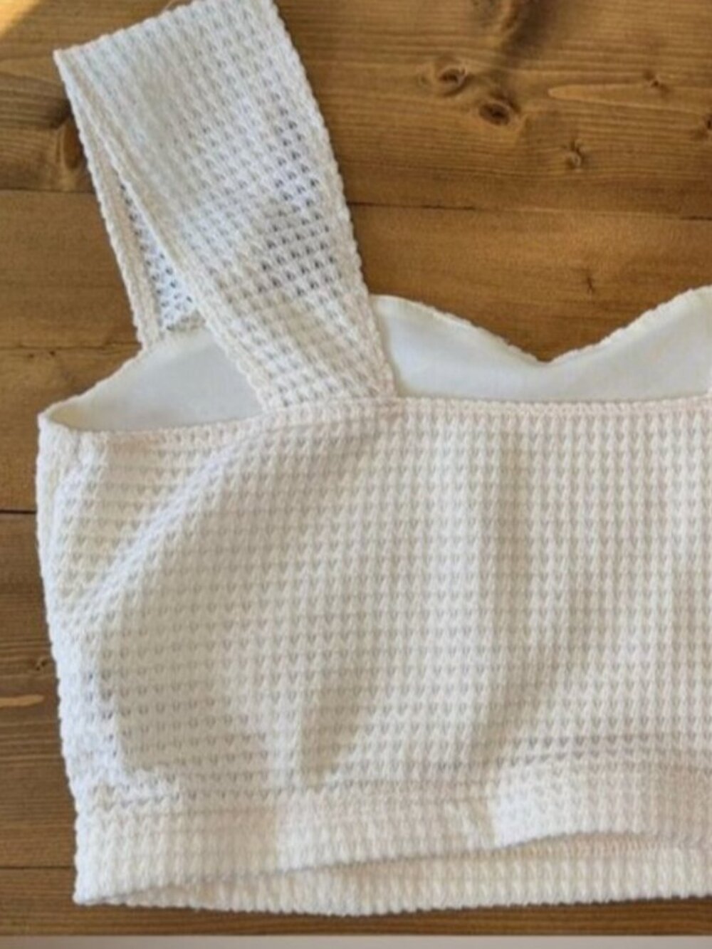 Cream Textured Crop Tank - Picture 2 of 2